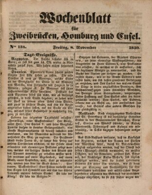 Wochenblatt für Zweibrücken, Homburg und Cusel (Zweibrücker Wochenblatt) Freitag 8. November 1839