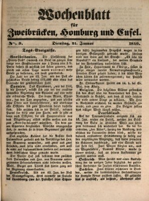 Wochenblatt für Zweibrücken, Homburg und Cusel (Zweibrücker Wochenblatt) Dienstag 21. Januar 1840