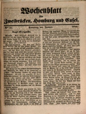 Wochenblatt für Zweibrücken, Homburg und Cusel (Zweibrücker Wochenblatt) Sonntag 26. Januar 1840