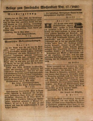 Wochenblatt für Zweibrücken, Homburg und Cusel (Zweibrücker Wochenblatt) Dienstag 12. Mai 1840