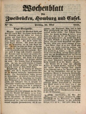 Wochenblatt für Zweibrücken, Homburg und Cusel (Zweibrücker Wochenblatt) Freitag 22. Mai 1840