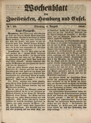 Wochenblatt für Zweibrücken, Homburg und Cusel (Zweibrücker Wochenblatt) Dienstag 4. August 1840