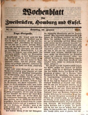 Wochenblatt für Zweibrücken, Homburg und Cusel (Zweibrücker Wochenblatt) Sonntag 10. Januar 1841