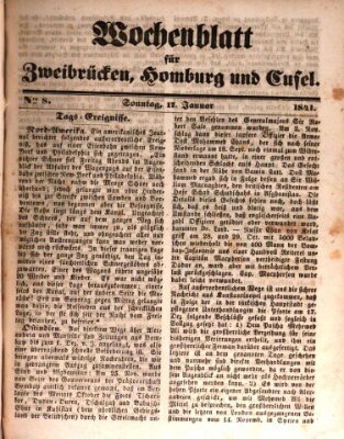 Wochenblatt für Zweibrücken, Homburg und Cusel (Zweibrücker Wochenblatt) Sonntag 17. Januar 1841