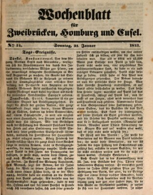 Wochenblatt für Zweibrücken, Homburg und Cusel (Zweibrücker Wochenblatt) Sonntag 31. Januar 1841