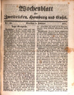 Wochenblatt für Zweibrücken, Homburg und Cusel (Zweibrücker Wochenblatt) Dienstag 9. Februar 1841