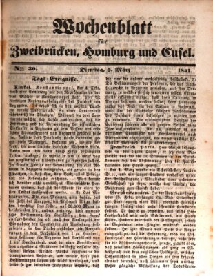 Wochenblatt für Zweibrücken, Homburg und Cusel (Zweibrücker Wochenblatt) Dienstag 9. März 1841