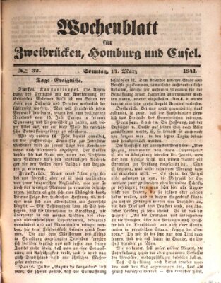 Wochenblatt für Zweibrücken, Homburg und Cusel (Zweibrücker Wochenblatt) Sonntag 14. März 1841