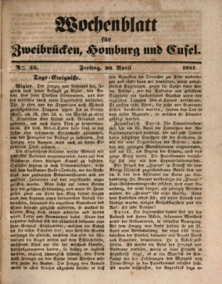 Wochenblatt für Zweibrücken, Homburg und Cusel (Zweibrücker Wochenblatt) Freitag 30. April 1841