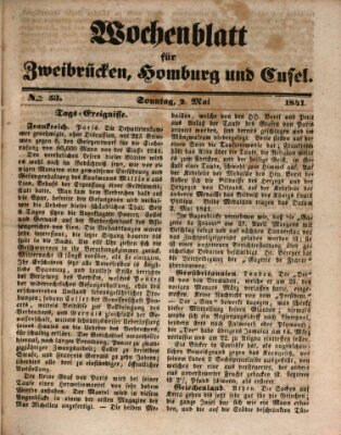 Wochenblatt für Zweibrücken, Homburg und Cusel (Zweibrücker Wochenblatt) Sonntag 2. Mai 1841