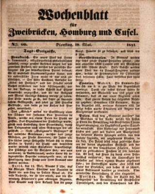 Wochenblatt für Zweibrücken, Homburg und Cusel (Zweibrücker Wochenblatt) Dienstag 18. Mai 1841