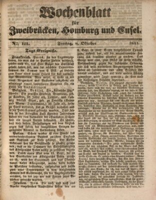 Wochenblatt für Zweibrücken, Homburg und Cusel (Zweibrücker Wochenblatt) Freitag 8. Oktober 1841