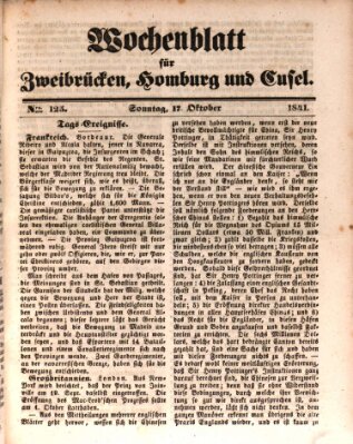 Wochenblatt für Zweibrücken, Homburg und Cusel (Zweibrücker Wochenblatt) Sonntag 17. Oktober 1841