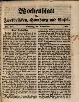 Wochenblatt für Zweibrücken, Homburg und Cusel (Zweibrücker Wochenblatt) Sonntag 28. November 1841