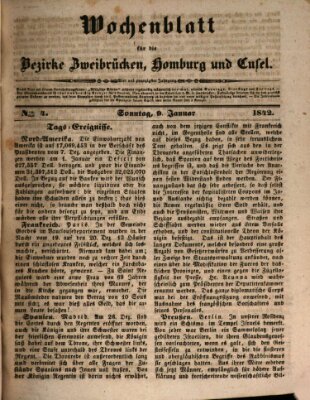 Wochenblatt für die Bezirke Zweibrücken, Homburg und Cusel (Zweibrücker Wochenblatt) Sonntag 9. Januar 1842