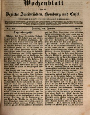 Wochenblatt für die Bezirke Zweibrücken, Homburg und Cusel (Zweibrücker Wochenblatt) Freitag 28. Januar 1842