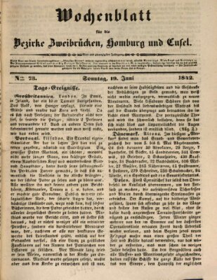 Wochenblatt für die Bezirke Zweibrücken, Homburg und Cusel (Zweibrücker Wochenblatt) Sonntag 19. Juni 1842