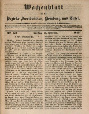 Wochenblatt für die Bezirke Zweibrücken, Homburg und Cusel (Zweibrücker Wochenblatt) Freitag 14. Oktober 1842