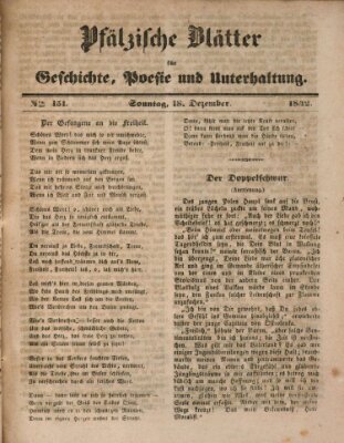 Wochenblatt für die Bezirke Zweibrücken, Homburg und Cusel (Zweibrücker Wochenblatt) Sonntag 18. Dezember 1842