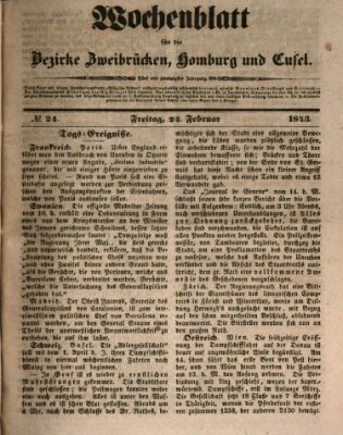 Wochenblatt für die Bezirke Zweibrücken, Homburg und Cusel (Zweibrücker Wochenblatt) Freitag 24. Februar 1843