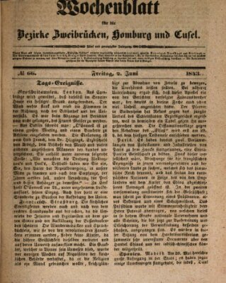 Wochenblatt für die Bezirke Zweibrücken, Homburg und Cusel (Zweibrücker Wochenblatt) Freitag 2. Juni 1843