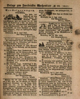 Wochenblatt für die Bezirke Zweibrücken, Homburg und Cusel (Zweibrücker Wochenblatt) Freitag 9. Juni 1843