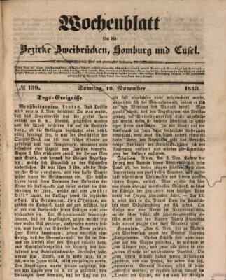 Wochenblatt für die Bezirke Zweibrücken, Homburg und Cusel (Zweibrücker Wochenblatt) Sonntag 19. November 1843