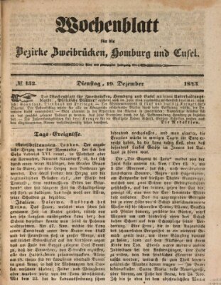 Wochenblatt für die Bezirke Zweibrücken, Homburg und Cusel (Zweibrücker Wochenblatt) Dienstag 19. Dezember 1843