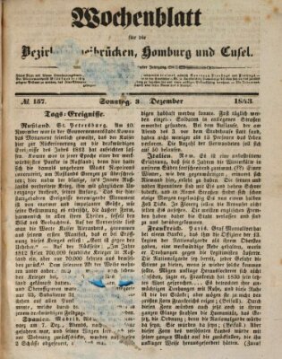 Wochenblatt für die Bezirke Zweibrücken, Homburg und Cusel (Zweibrücker Wochenblatt) Sonntag 31. Dezember 1843