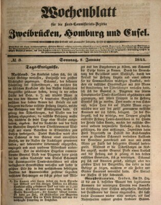 Wochenblatt für die Land-Commissariats-Bezirke Zweibrücken, Homburg und Cusel (Zweibrücker Wochenblatt) Sonntag 7. Januar 1844