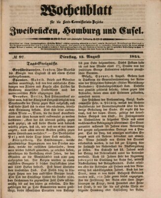 Wochenblatt für die Land-Commissariats-Bezirke Zweibrücken, Homburg und Cusel (Zweibrücker Wochenblatt) Dienstag 13. August 1844