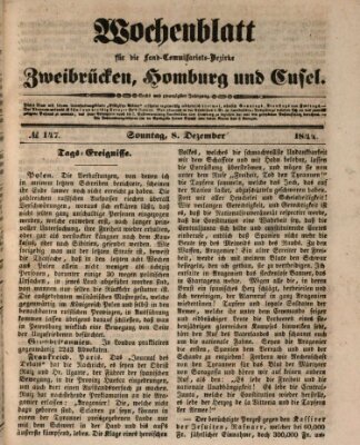 Wochenblatt für die Land-Commissariats-Bezirke Zweibrücken, Homburg und Cusel (Zweibrücker Wochenblatt) Sonntag 8. Dezember 1844