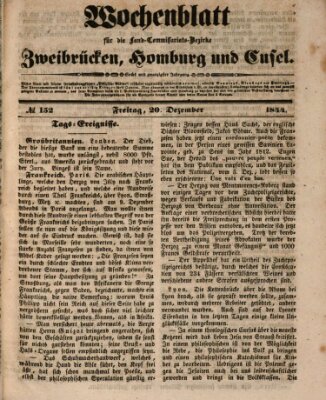 Wochenblatt für die Land-Commissariats-Bezirke Zweibrücken, Homburg und Cusel (Zweibrücker Wochenblatt) Freitag 20. Dezember 1844