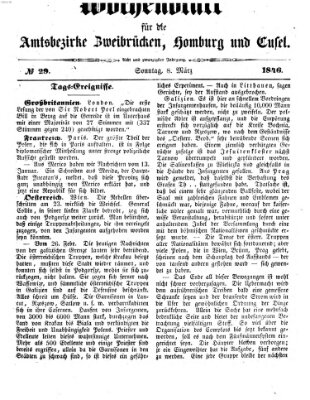 Wochenblatt für die Amtsbezirke Zweibrücken, Homburg und Cusel (Zweibrücker Wochenblatt) Sonntag 8. März 1846