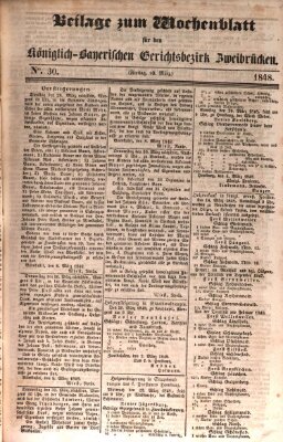 Wochenblatt für den Königlich-Bayerischen Gerichtsbezirk Zweibrücken (Zweibrücker Wochenblatt) Freitag 10. März 1848