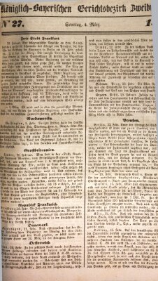 Wochenblatt für den Königlich-Bayerischen Gerichtsbezirk Zweibrücken (Zweibrücker Wochenblatt) Sonntag 4. März 1849