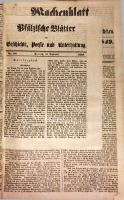 Wochenblatt für den Königlich-Bayerischen Gerichtsbezirk Zweibrücken (Zweibrücker Wochenblatt) Sonntag 30. September 1849