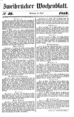 Zweibrücker Wochenblatt Sonntag 24. April 1853