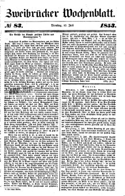 Zweibrücker Wochenblatt Dienstag 12. Juli 1853