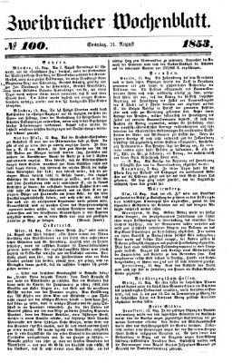 Zweibrücker Wochenblatt Sonntag 21. August 1853