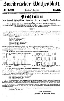 Zweibrücker Wochenblatt Sonntag 4. September 1853