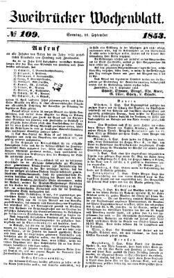 Zweibrücker Wochenblatt Sonntag 11. September 1853