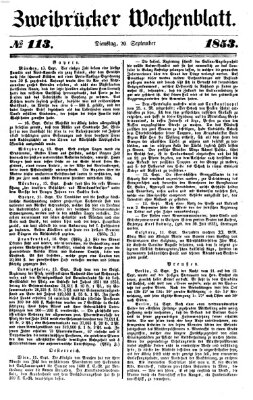 Zweibrücker Wochenblatt Dienstag 20. September 1853