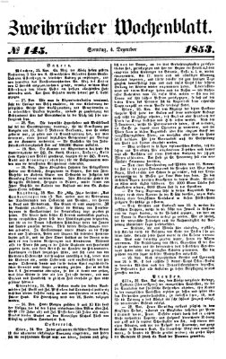 Zweibrücker Wochenblatt Sonntag 4. Dezember 1853