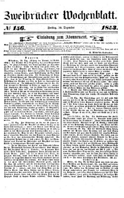 Zweibrücker Wochenblatt Freitag 30. Dezember 1853