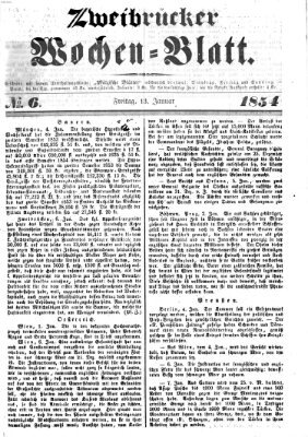 Zweibrücker Wochenblatt Freitag 13. Januar 1854