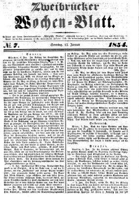 Zweibrücker Wochenblatt Sonntag 15. Januar 1854