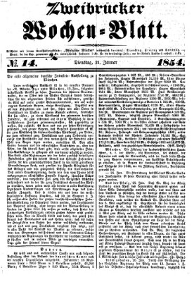 Zweibrücker Wochenblatt Dienstag 31. Januar 1854