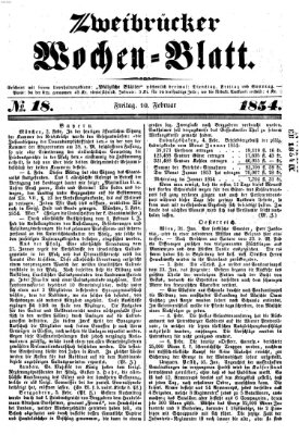 Zweibrücker Wochenblatt Freitag 10. Februar 1854