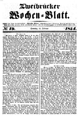 Zweibrücker Wochenblatt Sonntag 12. Februar 1854